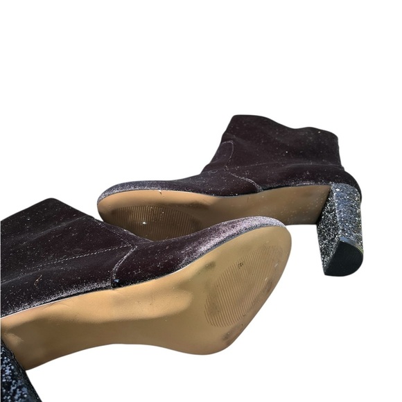 NWOT Black Ankle Boots w bling heels Sued w back heel zipper size 11 by Giuliana - Picture 5 of 7